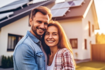 szczęśliwa rodzina przed domem szczęśliwa rodzina przed domem