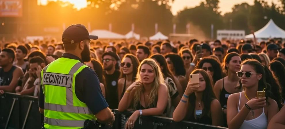 pracownik security pilnujący porządku na koncercie