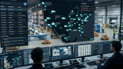 Centrum monitoringu nadzorujące magazyn i procesy logistyczne